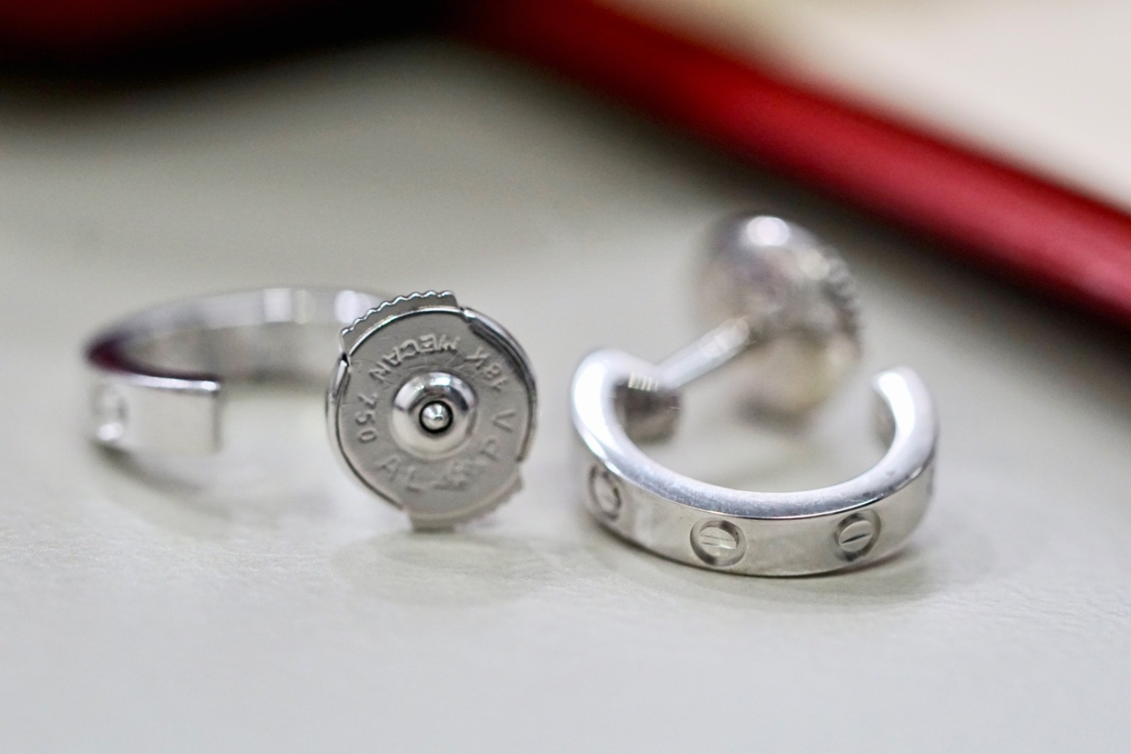 Cartier White Gold Love Hoop Earrings Small Model Box & Papers 