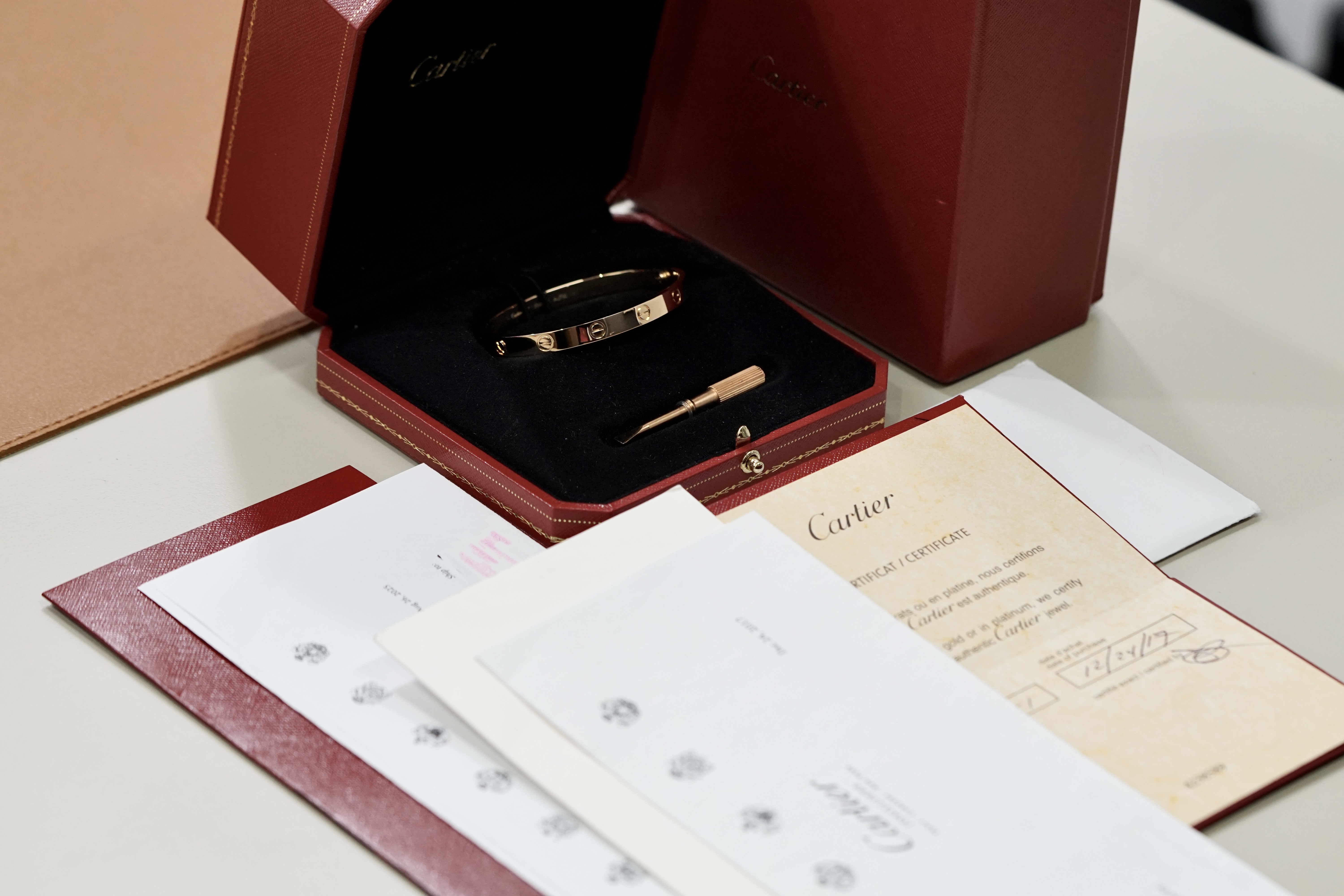 Cartier Classic Love Bracelet in Rose Gold Size 17 B6067417 